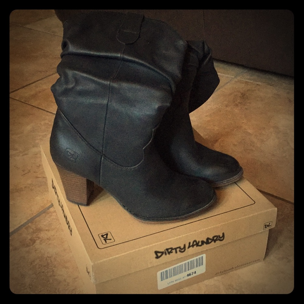 Dirty Laundry west burnished black boots with heel